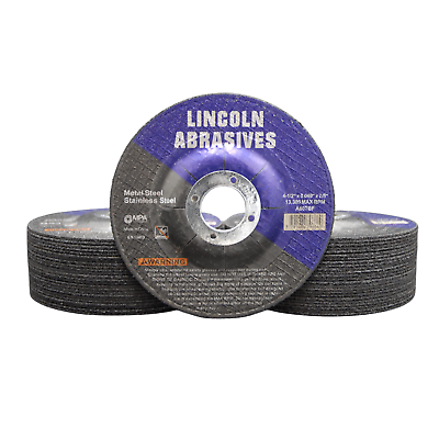 50 Pc Depressed Center 4-1/2" x .040" x 7/8" Cut-Off-Wheels Metal Cutting Discs Lincoln Abrasives 1027407375