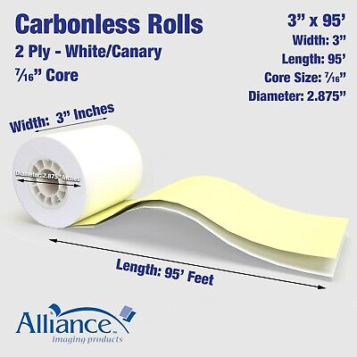 Alliance 2 Ply Carbonless Receipt Rolls 3" x 95'  2-Ply White/Canary - 50 Rolls ALLIANCE 3410 - фотография #2