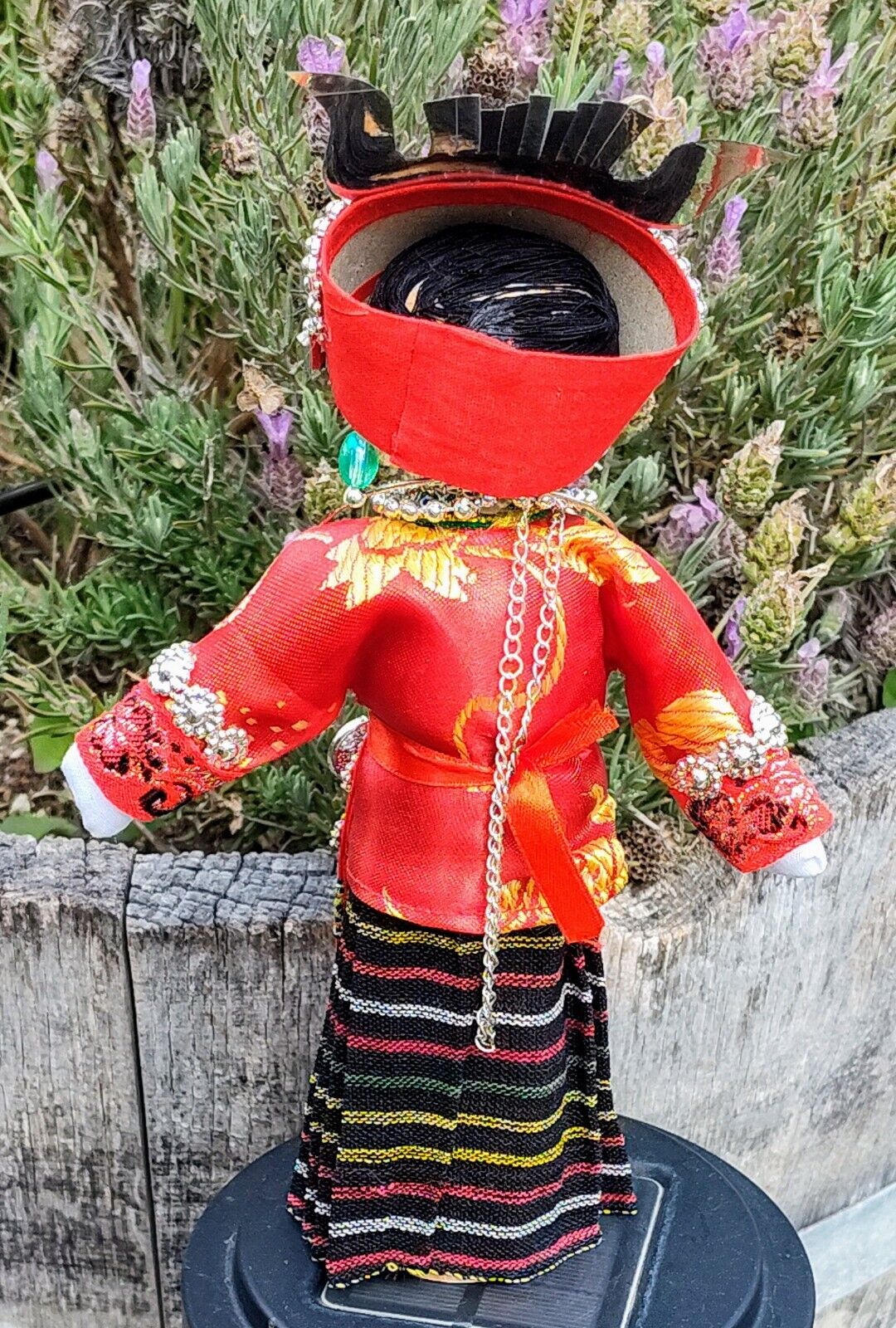 🔥 CHINESE CULTURUAL HANDMADE WOOD & CLOTH DOLL Traditional MIAO Clothes 10" 🔥 Qian Cuixing - фотография #4