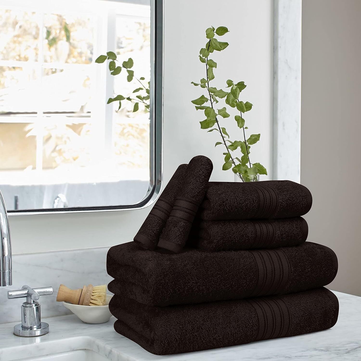 6 Pack Cotton Towel Set, Contains 2 Bath Towels 28x55 inch, 2 Hand Towels 16x24  Unbranded - фотография #3