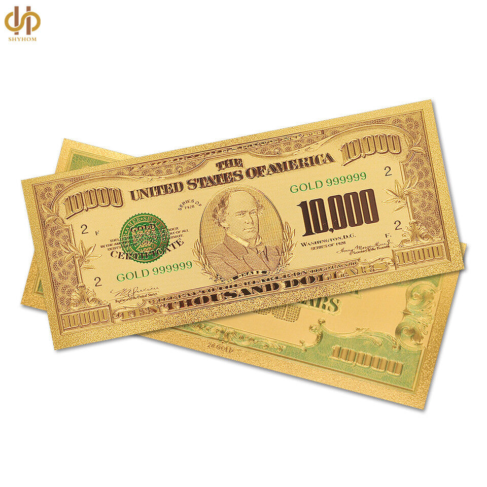 100PCS/lot 1918 Collectible Gold Plated $10000 Dollar Banknote Money Note Bill Без бренда