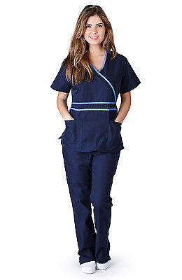 Medical Nursing Women Scrubs NATURAL UNIFORMS Contrast Mock Sets Size XS - 3XL Natural Uniforms - фотография #12