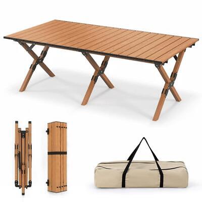 HONEY JOY Camping Table 47" x 23" Folding Aluminum Picnic Table Roll-Up Portable Honey Joy TOPB007009