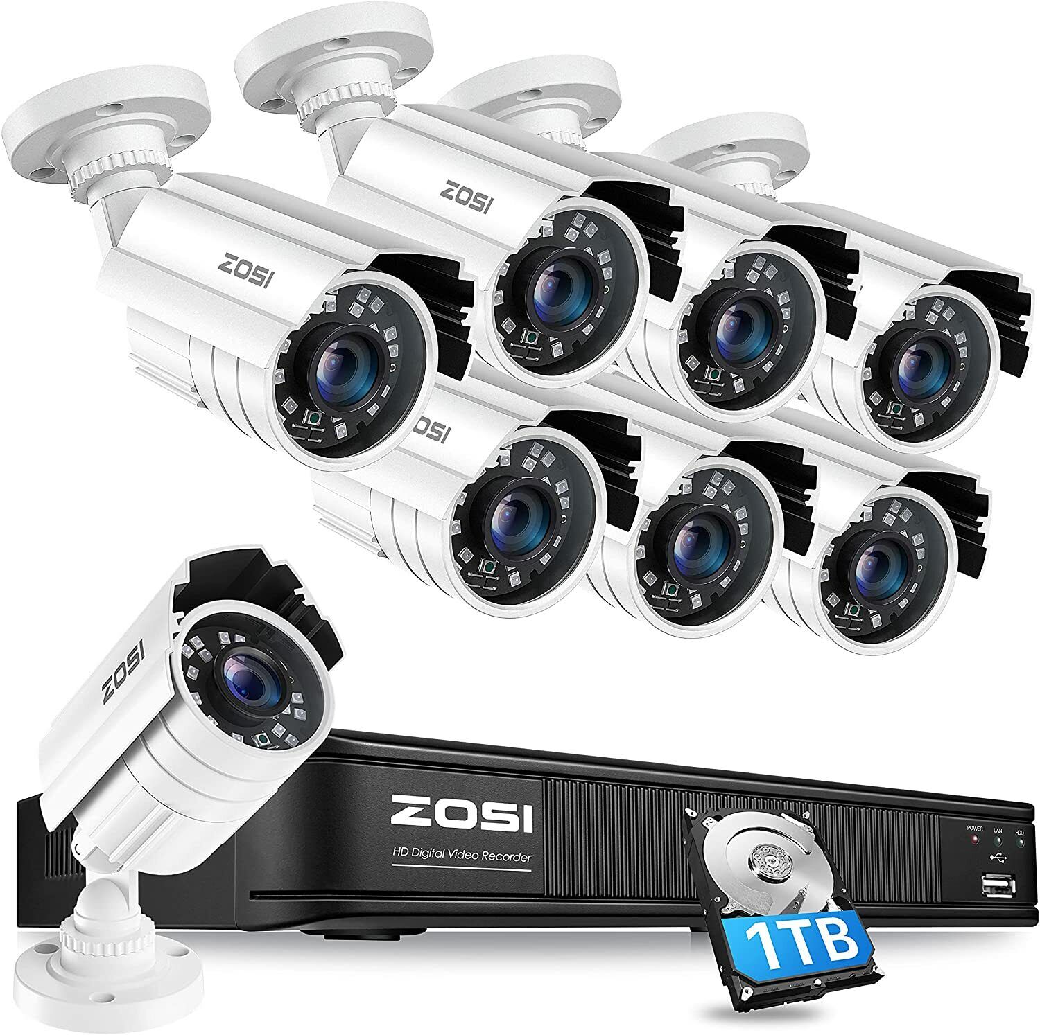 ZOSI H.265+ 8CH 5MP Lite DVR 2MP Bullet Home CCTV Camera System Night Vision 1TB ZOSI Does Not Apply