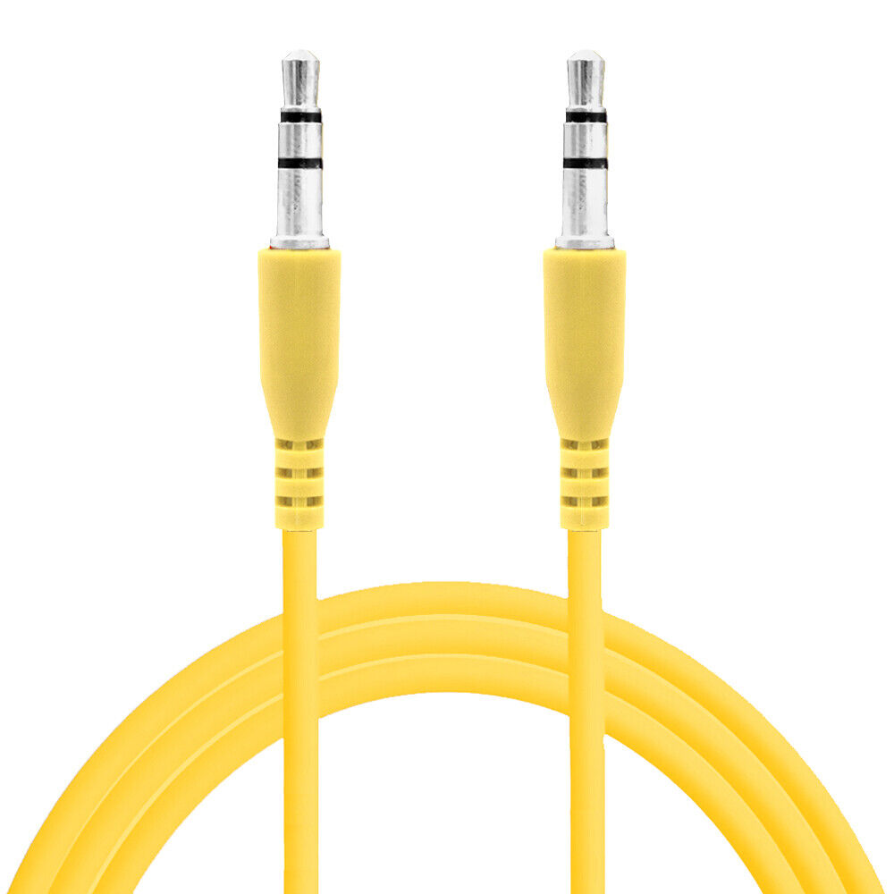 3.5mm Stereo Yellow Color Male to Male Jack Port Extension Audio Aux Cable Generic AUXCABLE01