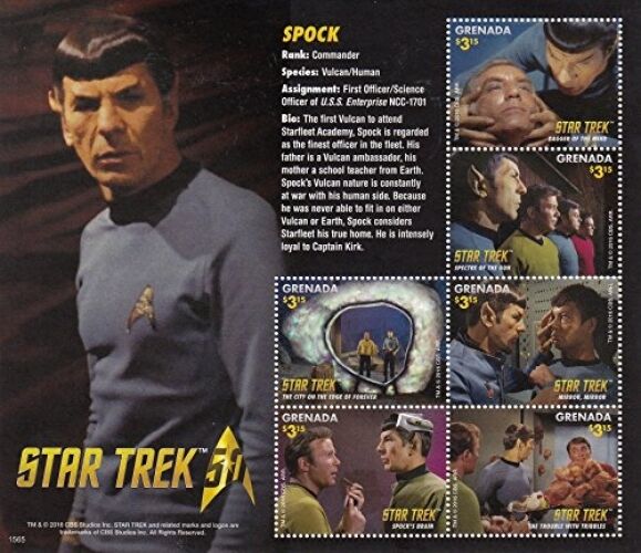 Grenada - 2016 Star Trek 50th Anniversary Spock - 6 Stamp Sheet - MNH Без бренда