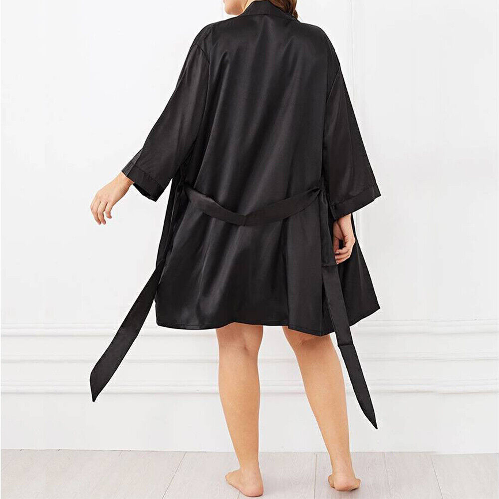 Womens Sexy Satin Silk Lace Bathrobe Lingerie Kimono Dressing Up Gown Sleepwear Unbranded Does Not Apply - фотография #9