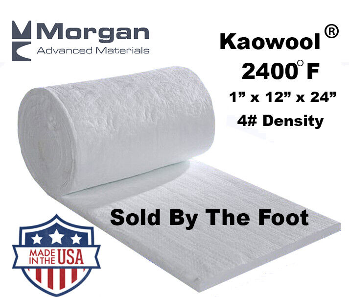 Ceramic Fiber Insulation Blanket 2300F Kaowool RT 4# Thermal Ceramics 1"x12"x24" Morgan Thermal Ceramics Does Not Apply