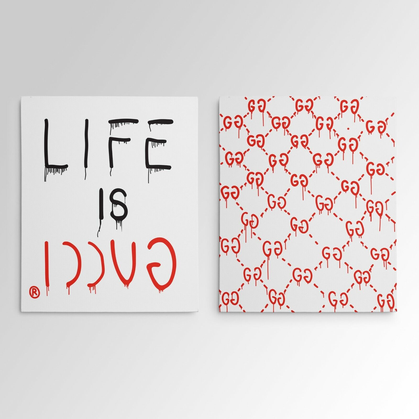 "Life Is Gucci" Gucci Ghost Gallery Art Canvas Pop Culture Hypebeast 2 Piece Set Без бренда