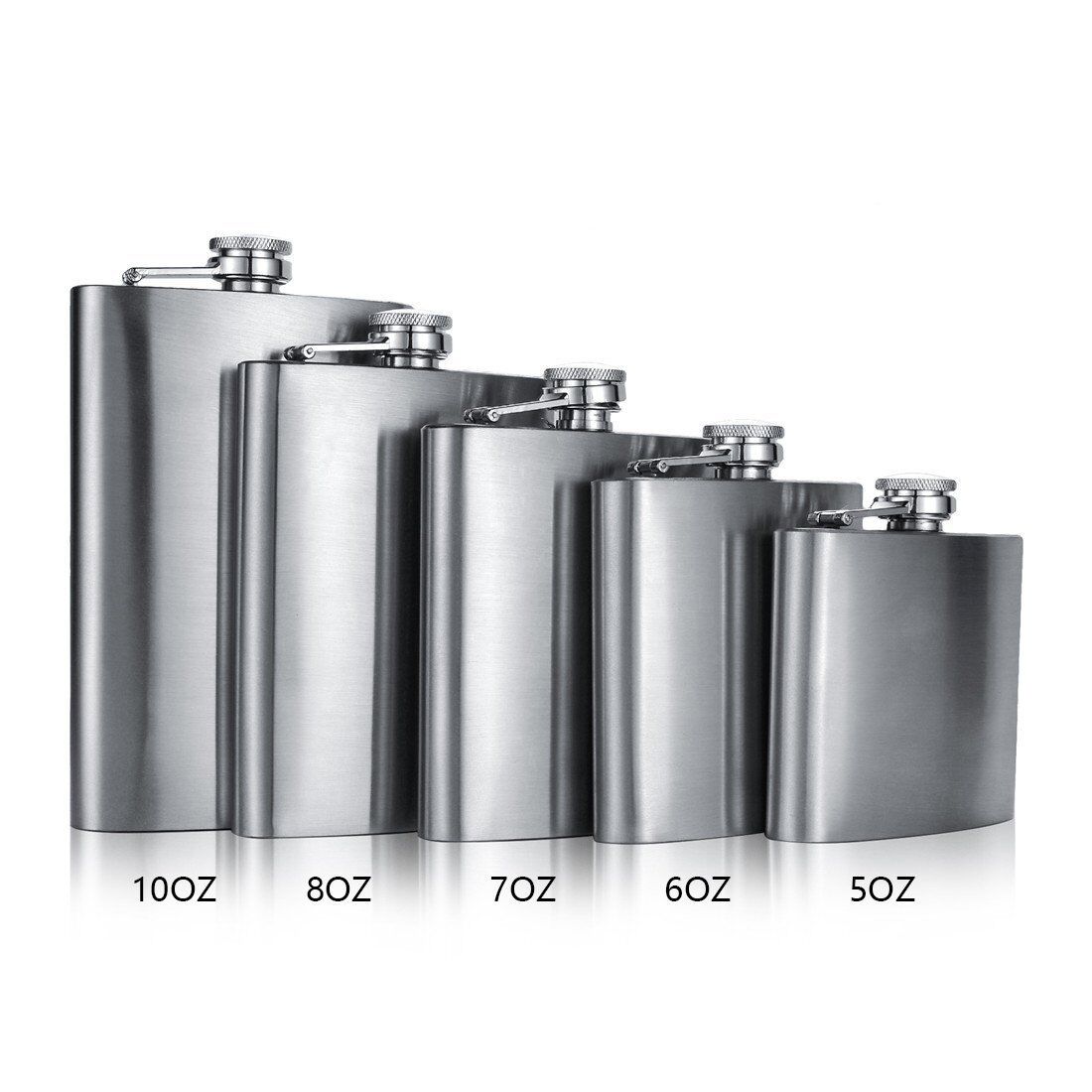 Stainless Steel Pocket Hip Flask -6 8 10 oz Liquor Flask with Screw Cap & Funnel TIKA Does Not Apply - фотография #2
