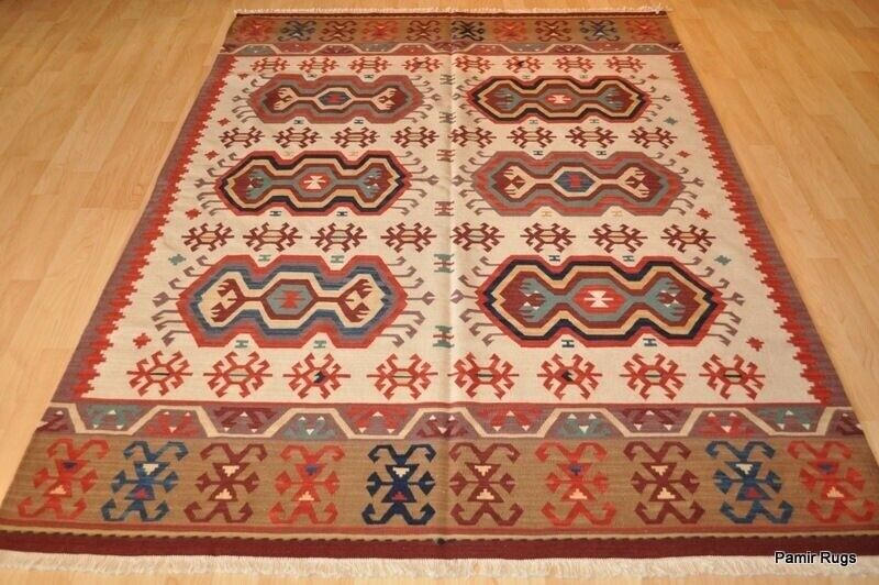 HANDMADE 5x7 ft. 100% wool SOUTHWESTERN Navajo design INDIAN  hand woven kilim Pamir Handmade-rug