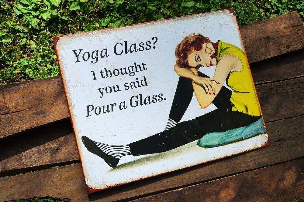 Yoga Class? I Thought Pour a Glass Tin Metal Sign - Wine - Vino - Drink - Funny Без бренда - фотография #2
