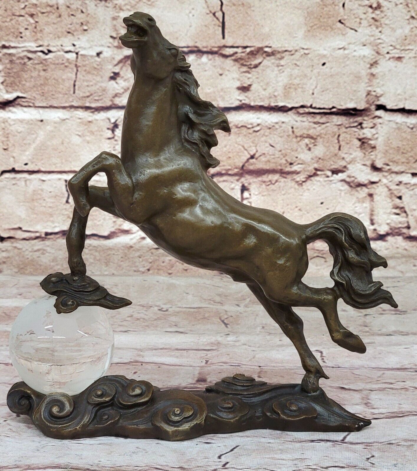 Lost Wax Method: Milo`s Signed Rearing Horse Sculpture Genuine Bronze Decor NR Без бренда