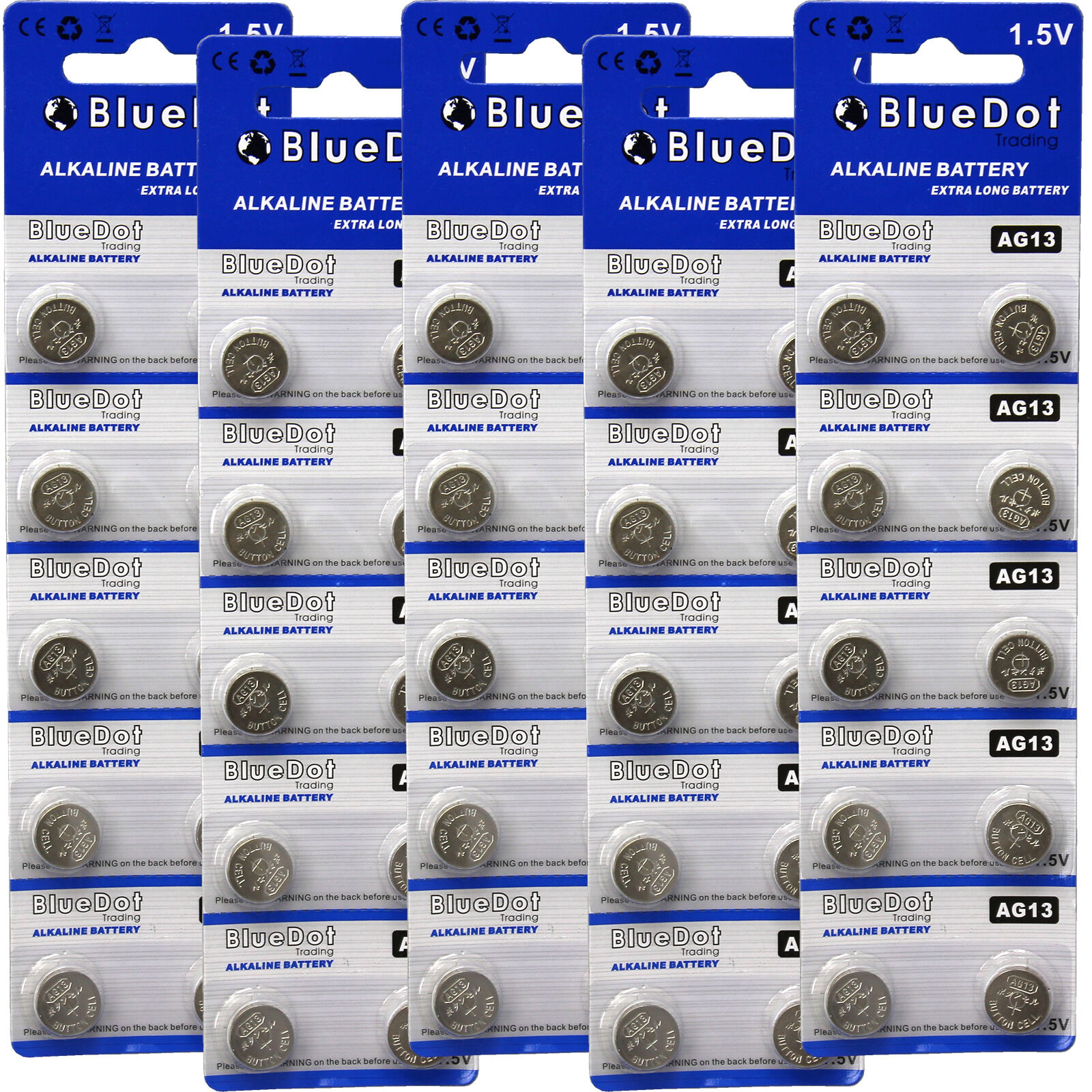 50 X AG13 LR44 LR1154 SR44 A76 357A 303 357 Alkaline Coin Cell Button Battery BlueDot Trading