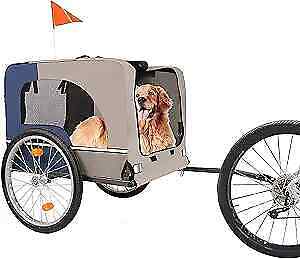 Pet Dog Bike Trailer, 2 Seat Kids Bike Trailer & Stroller, 2-in-1 Blue + Gray Does not apply Does Not Apply