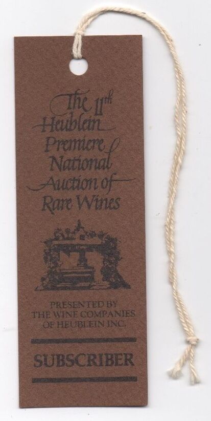Vintage 1979 Heublein 11th Premiere National Auction Rare Wine Subscriber TICKET Без бренда