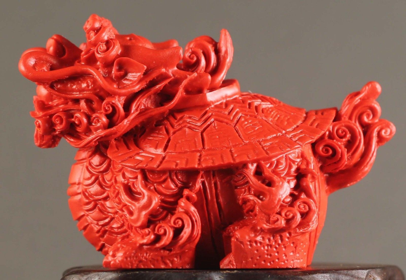 Chinese natural cinnabar red jade hand-carved dragon tortise pendant 2.2 inch Без бренда