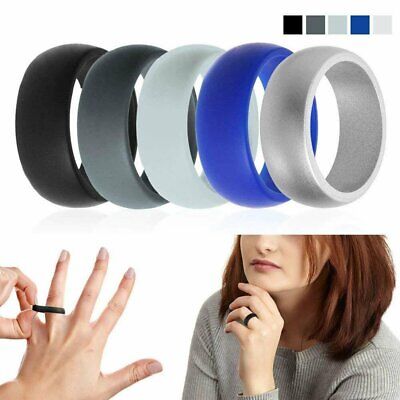Silicone Wedding Engagement Ring Men Women Rubber Band Gym Sport Flexible Unbranded/Generic 13838806