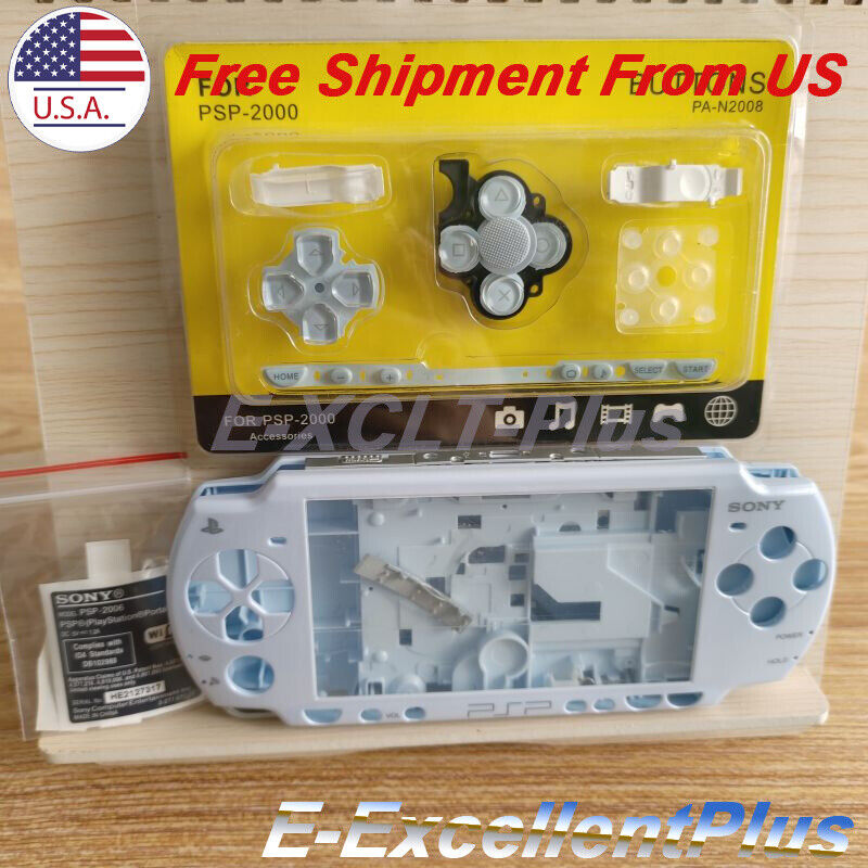 Full Housing Shell Case Cover & Buttons Sets For Sony PSP 2000 PSP2000 Sky Blue Unbranded Does not apply - фотография #2