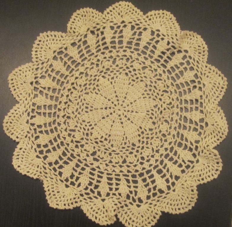 6 PCS 12" Round   Crochet Lace Doily COLOR BEIGE 100 % COTTON  Unbranded