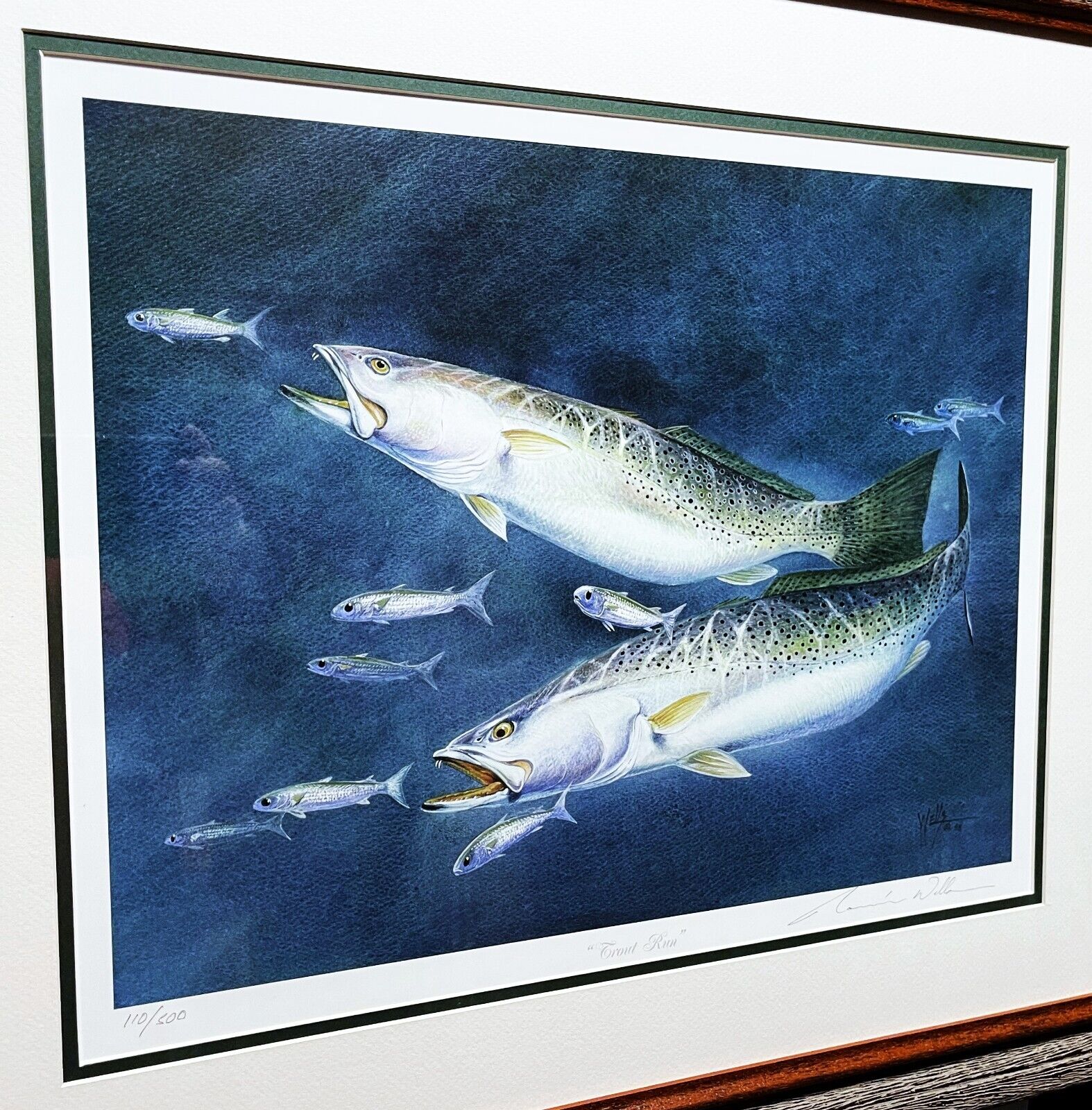 Ronnie Wells Trout Run Lithograph Speckled Trout Mint - Brand New Sporting Frame Без бренда - фотография #2
