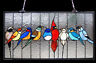 Stained Glass Window Panel 24" Long x 13" High Singing Birds Tiffany Style  Без бренда