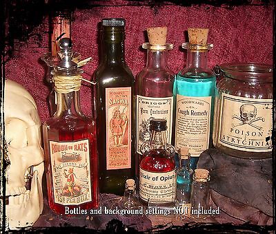 13 POISON VINTAGE LOOK VICTORIAN APOTHECARY LABELS Halloween/Steampunk/Primitive Без бренда