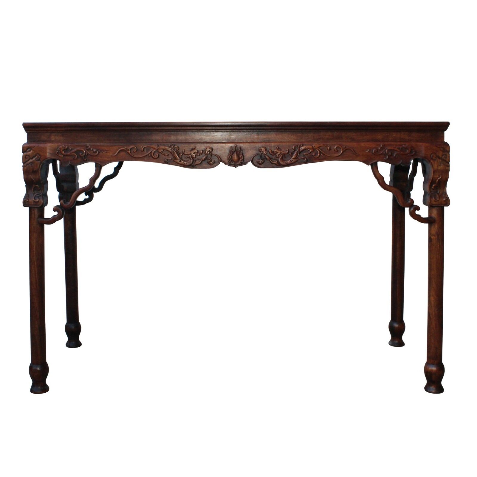 Chinese Brown Huali Rosewood Dragon Motif Round Apron Altar Table cs4534 Handmade Does Not Apply