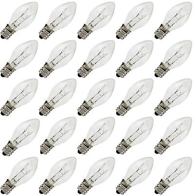 (25 Pack) Night Light Bulbs, C7, Clear, Steady, 4 Watt, Candelabra Base E12 Creative Hobbies® 7274 - фотография #2