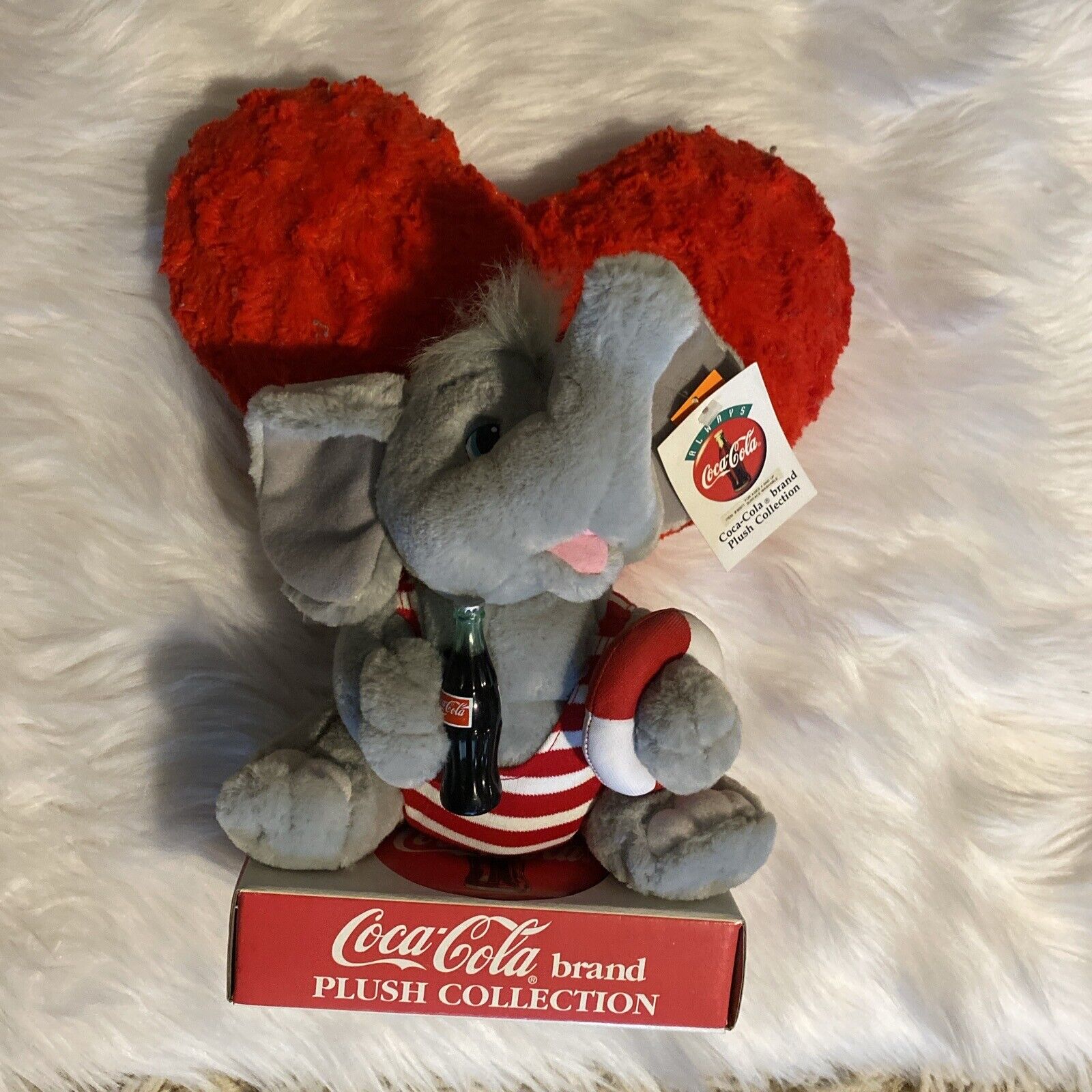 Vintage Coca-Cola Plush Collection Grey Stuffed Elephant 1993 Summer Swim Coca-Cola - фотография #2