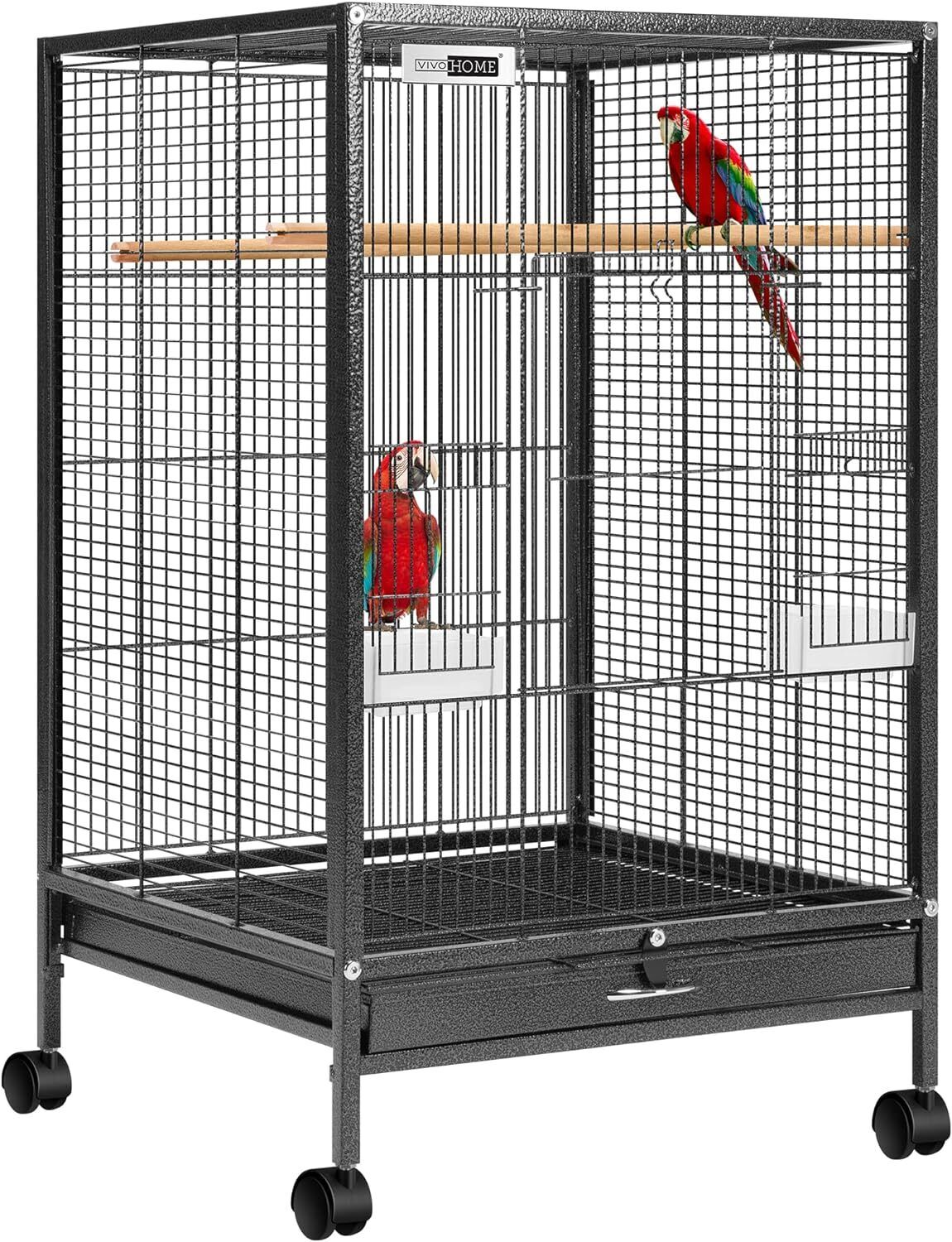 30 Inch Height Wrought Iron Bird Cage with Rolling Stand for Parrots Lovebird Unbranded - фотография #2