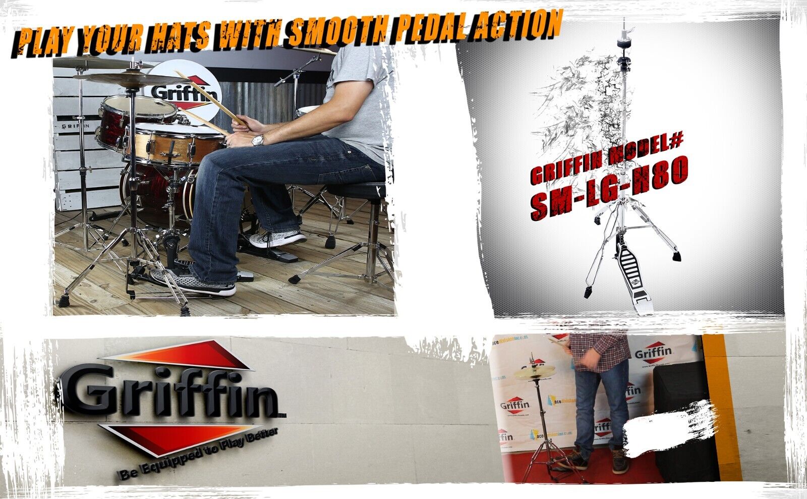 GRIFFIN Hi-Hat Stand | HiHat Cymbal Hardware Drum Pedal Holder Percussion Mount Griffin SM-LG-H80 - фотография #5