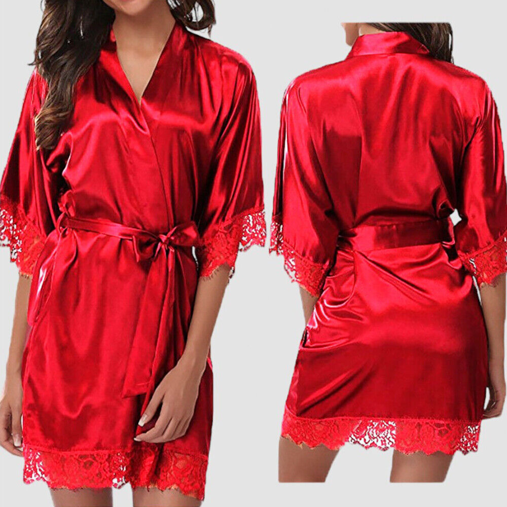 Sexy LingeriesLadies Satin Silk Sleepwear Lace Bathrobes Nightie Nightdress US Unbranded Does Not Apply - фотография #10