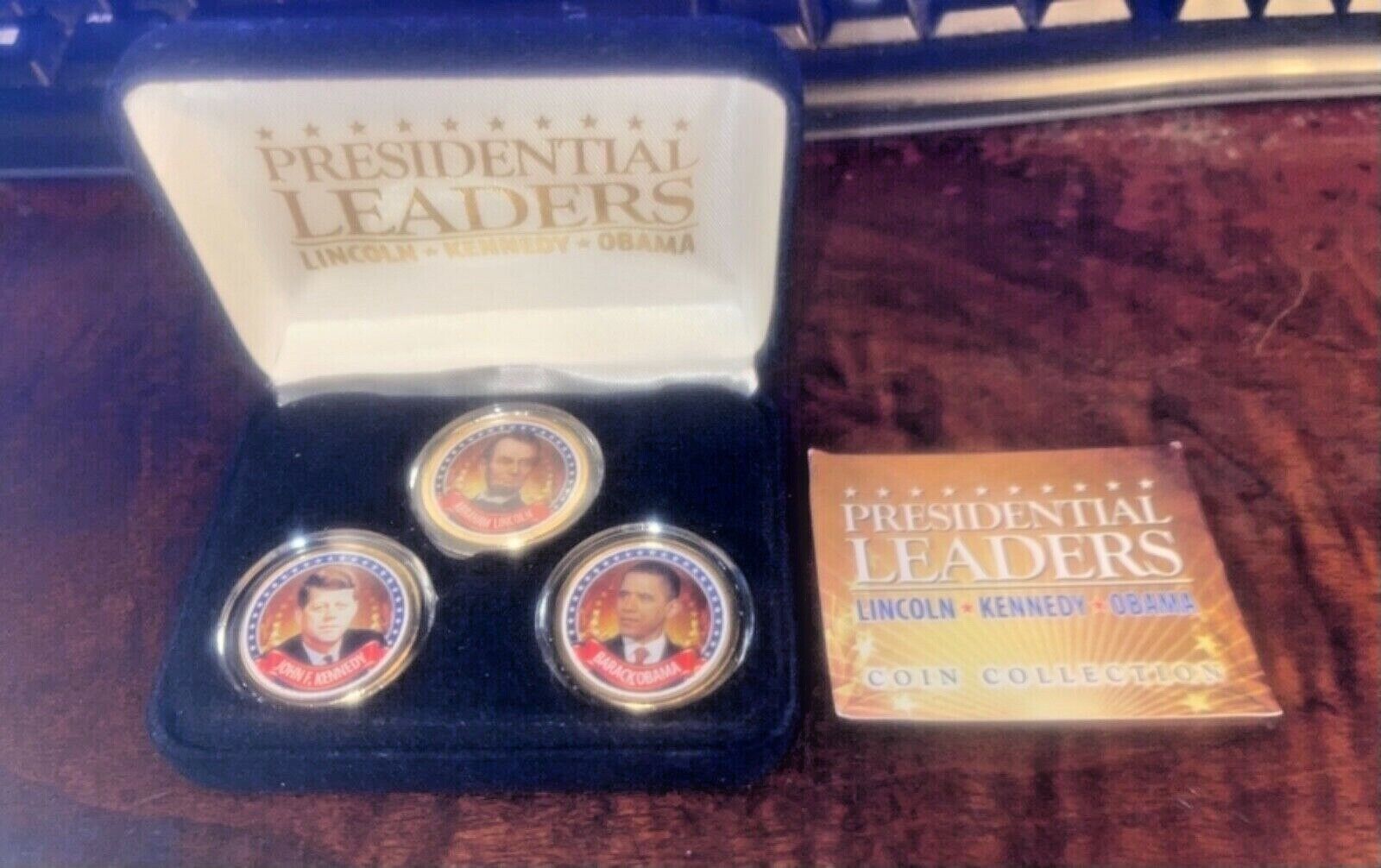 PRESIDENTIAL LEADERS LINCOLN,KENNEDY AND OABAMA 24Kt GOLD PLATED DOLLARSj Без бренда