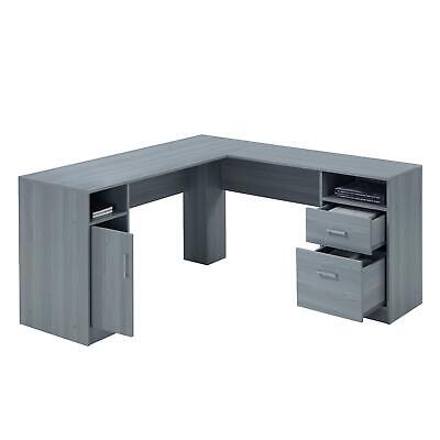 Techni Mobili Functional L-Shaped Desk with Storage, Grey Techni Mobili RTA-8412L-GRY - фотография #9