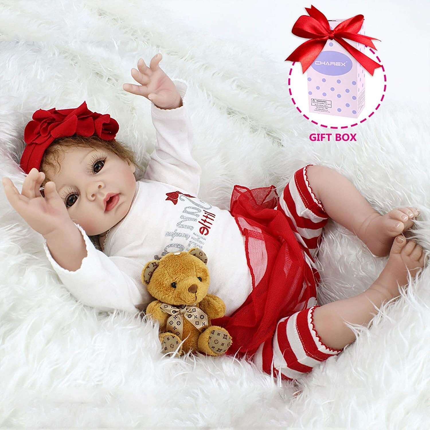 22" Handmade Reborn Baby Dolls Gift Soft Vinyl Silicone Lifelike Girl Doll Toys Kaydora