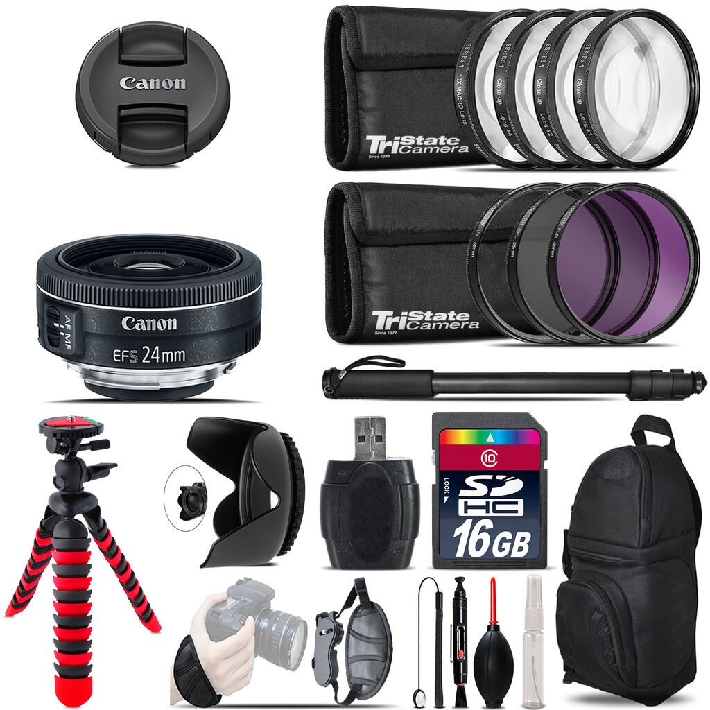 Canon EF-S 24mm f/2.8 STM Lens + Macro Filter Kit & More - 16GB Accessory Kit Canon Does Not Apply