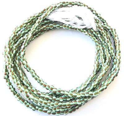 Ghana Green multi stripes waist seed Beads Glass African Trade Beads  Без бренда - фотография #3