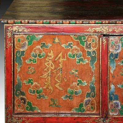 RARE ANTIQUE CABINET PAINTED PINE WOOD TIBET BUDDHISM CHINESE FURNITURE 19TH C.  Без бренда - фотография #5