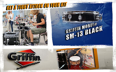 GRIFFIN Piccolo Snare Drum - 13"x3.5 Black Acoustic Percussion Poplar Wood Shell Griffin SM-13 Black - фотография #5
