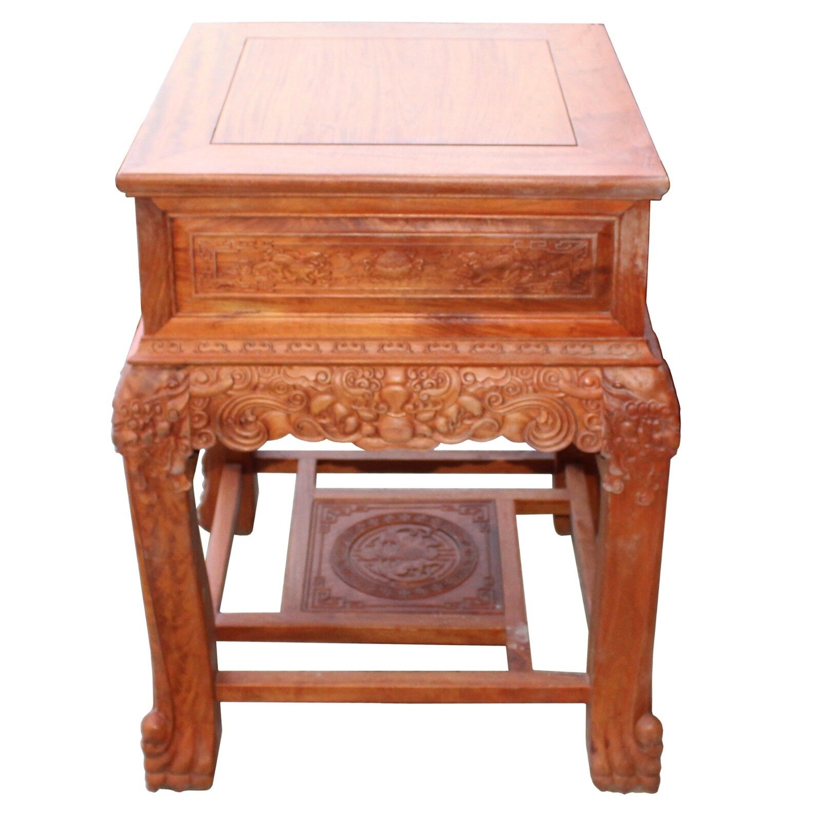 Chinese Oriental Huali Rosewood Foo Dogs Motif Tea Table Stand cs4529 Handmade Does Not Apply - фотография #2