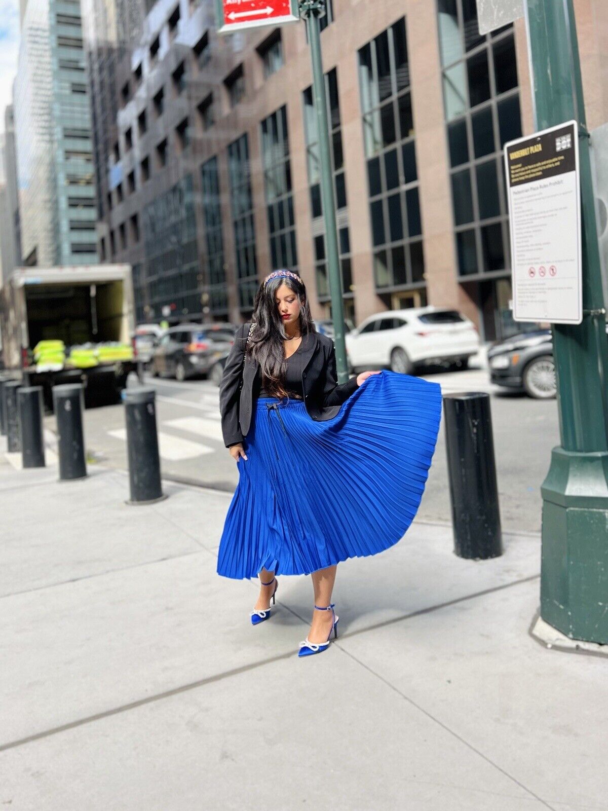 Luxurious Pleated midi satin blue skirt for Women elegant skirt - Brand new Unbranded - фотография #13