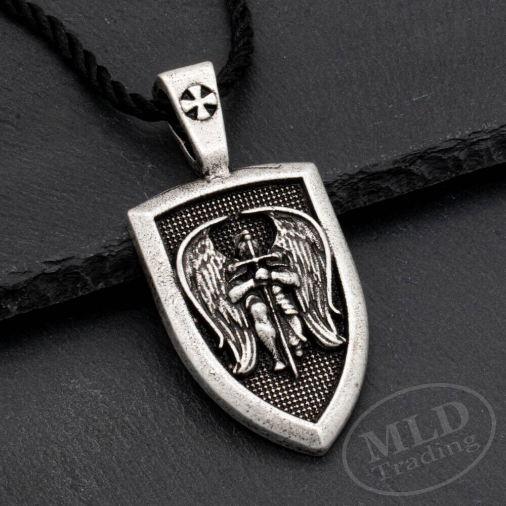 Patron Saint St Michael The Archangel Protect Us Medal Shield Pendant Necklace Без бренда - фотография #2