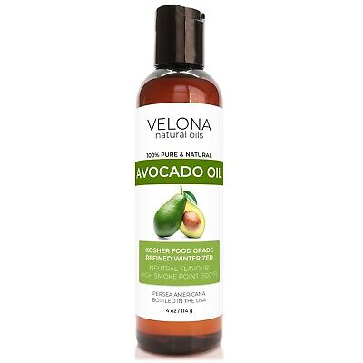 Avocado Oil by Velona - 4 oz, Refined, Cold Pressed, Hair Body and Skin Care velona