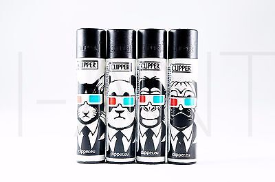 4 pcs New Refillable Clipper Full Size Lighters Animals With 3D Glasses Design Без бренда