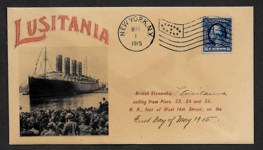 1915 Lusitania Ad Reprint with 102 year old stamp on Collector's Envelope OP1110 Без бренда