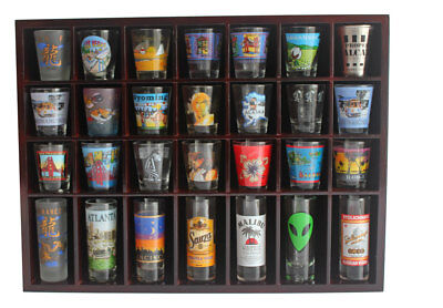 28 Shot Glass Display Case  Rack Wall Shelves Shadow Box Holder Cabinet, SC11-MA DisplayGifts - фотография #2