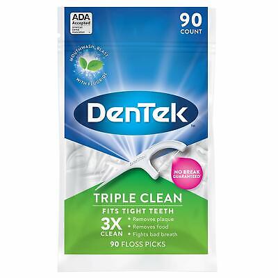 DenTek Triple Clean Floss Picks | No Break Guarantee | 90 Count DenTek Does not apply