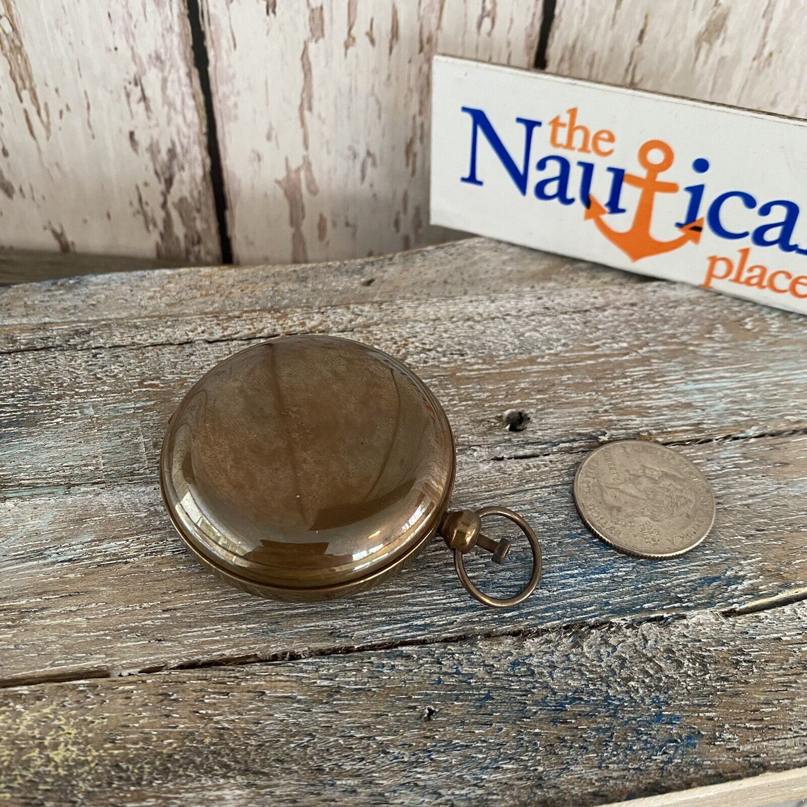 Antique Finish Brass Push Button Compass w/ Lid -Pocket Style, Nautical Seafarer Без бренда - фотография #3