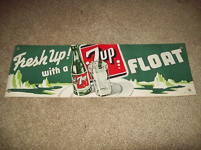 Vintage 1950"s  Fresh up With  7 UP Litho Fountain Banner “ NICE “ Без бренда